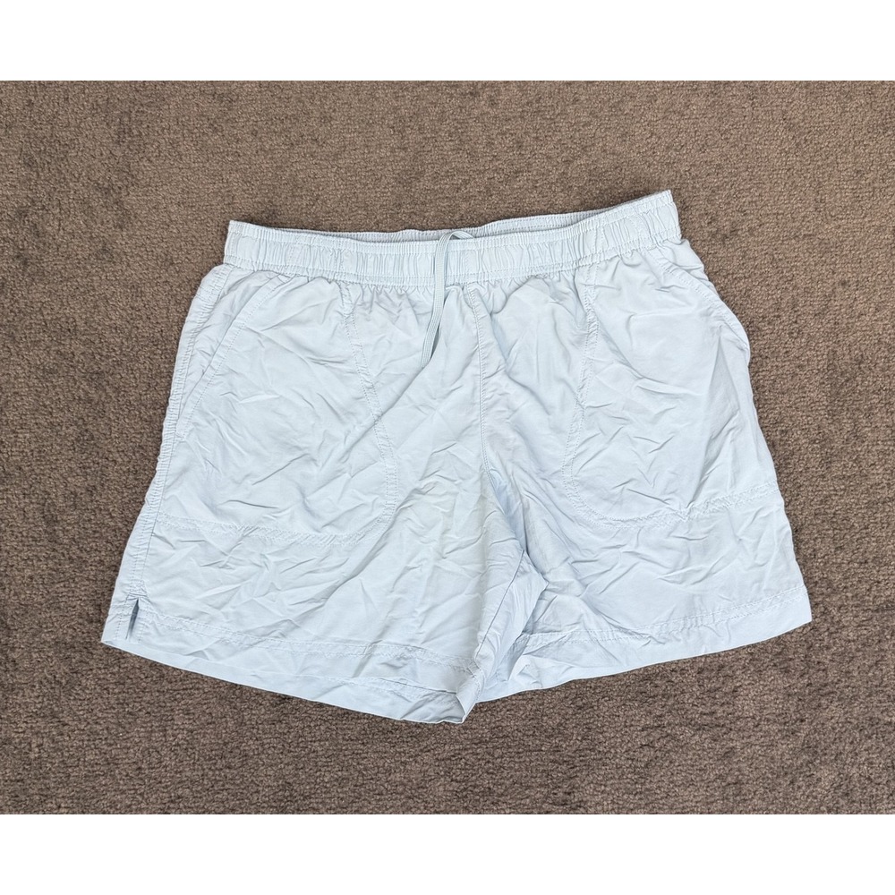 Columbia Mens Nylon PFG Hiking Shorts Light Blue Small Elastic Waist Drawstring